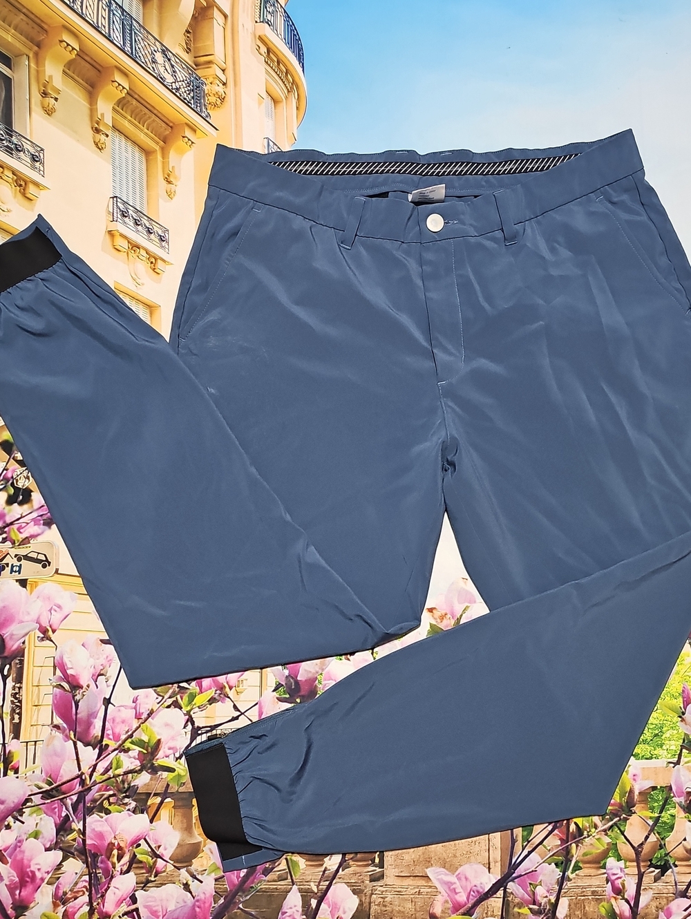 Primo Navy Blue Chino-Style Stretch Tapered Pants Size 36